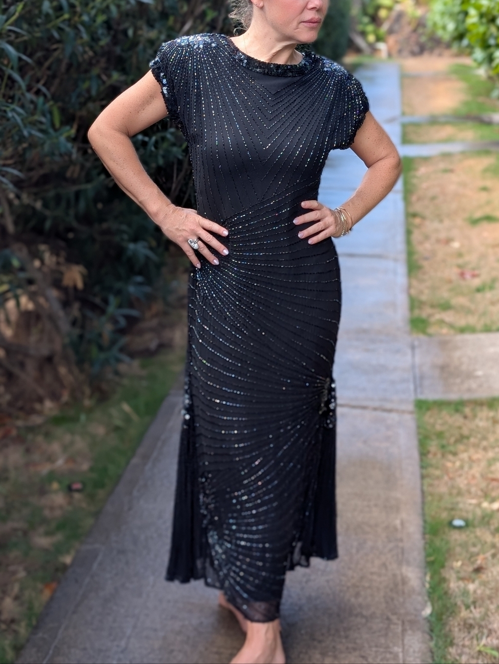 Stunning Beaded Oleg Cassini Vintage Dead Stock Gown Size 6